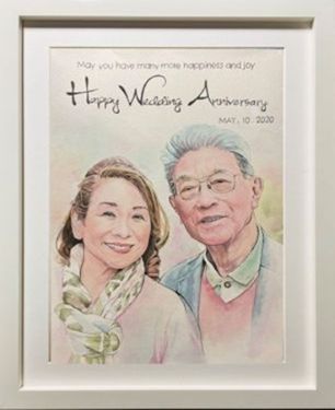 メッセージ・日付け・が入った似顔絵例