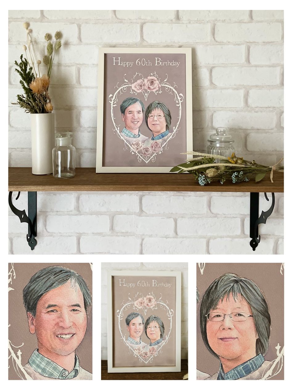 ���e�̊җ�j���̎���G�v���[���g�W����ƎQ�l�ʐ^�Ƃ̔�r�B�ʐ^����`��闼�e�̗�����������ۂ��V�b�N�ȐF�����ŕ\���B�����݂̂����i�B