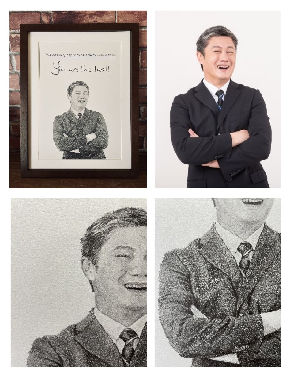 �E��̐l�ւ̑ސE�E�]�E�j���̎���G�B���f���ʐ^�Ƃ̔�r�B�Ί�̒j������������ɍז��ɉ��M��ŕ`������i�B