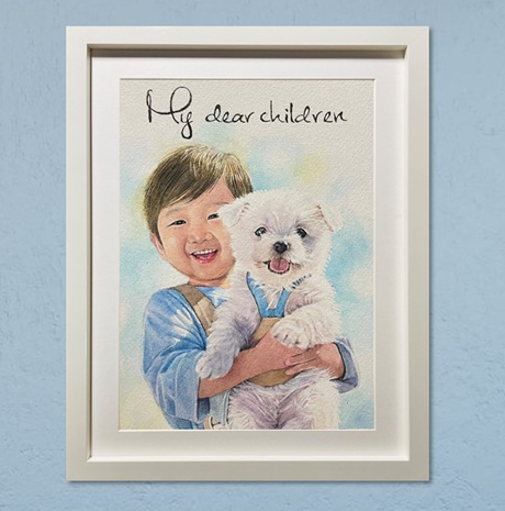 �Ƒ��̋L�O�A���j���̎���G�B�D�����q���������q���B�����������ޕ\�����؂Ɍ��C�����ς��ɕ`��������G��i�B