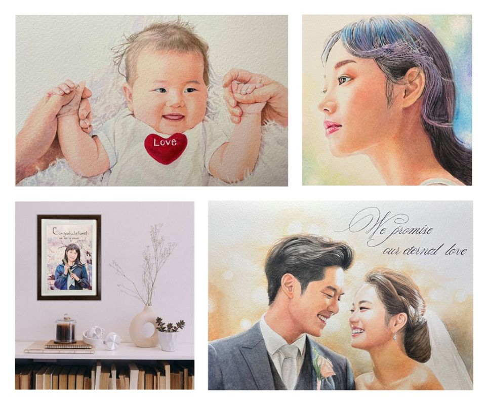 記念日の似顔絵プレゼント。さまざまなモデルやデザインで描かれた似顔絵作品集。