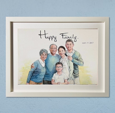 �Ƒ��̋L�O�̎���G�B��������Ƃ����^�b�`�ł������ɕ`���ꂽ�����݂̂���5�l�Ƒ��̎���G�B